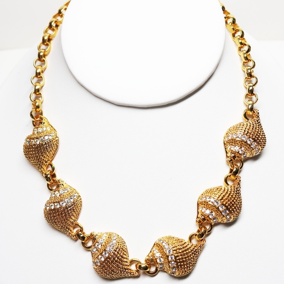 Kenneth Jay Lane Jewelry - VINTAGE KENNETH JAY LANE Crystal Seashell Necklace